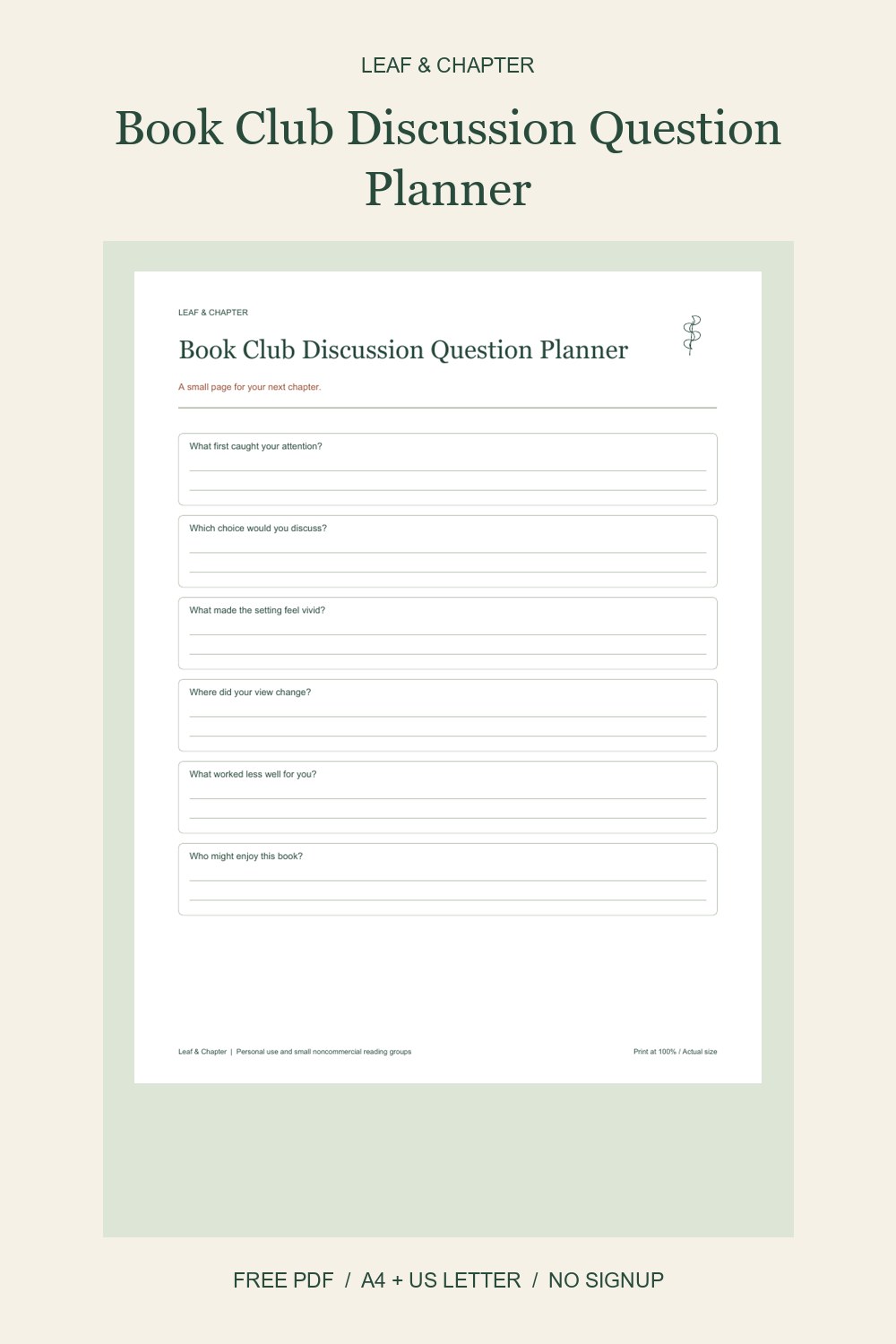 Pinterest image for Book Club Discussion Question Planner