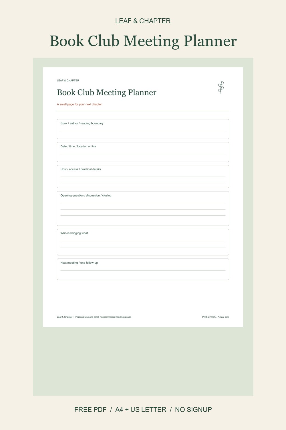 Pinterest image for Book Club Meeting Planner