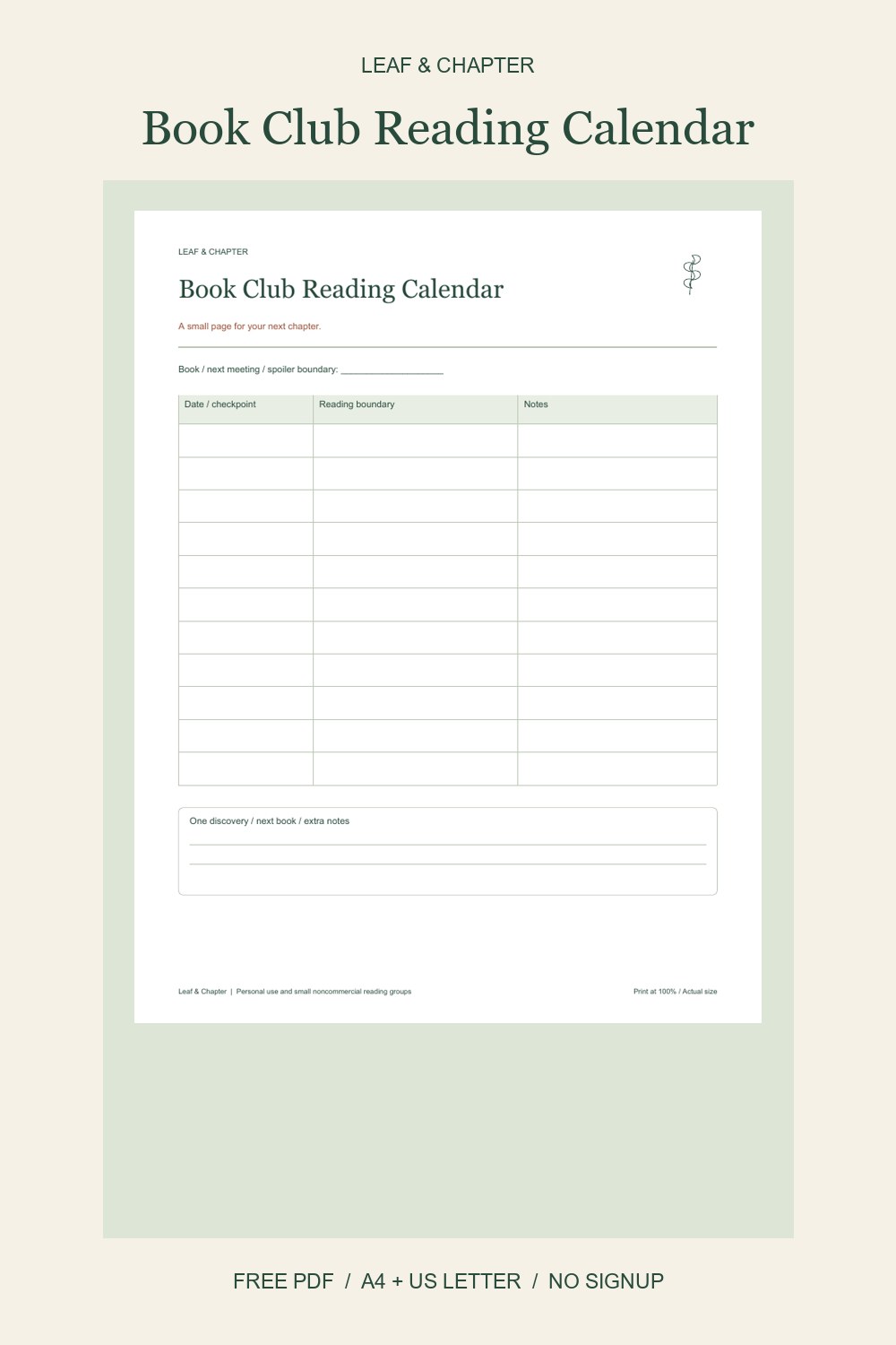 Pinterest image for Book Club Reading Calendar