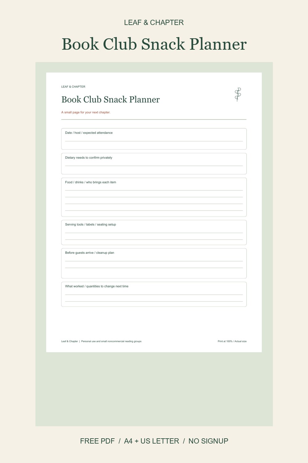 Pinterest image for Book Club Snack Planner