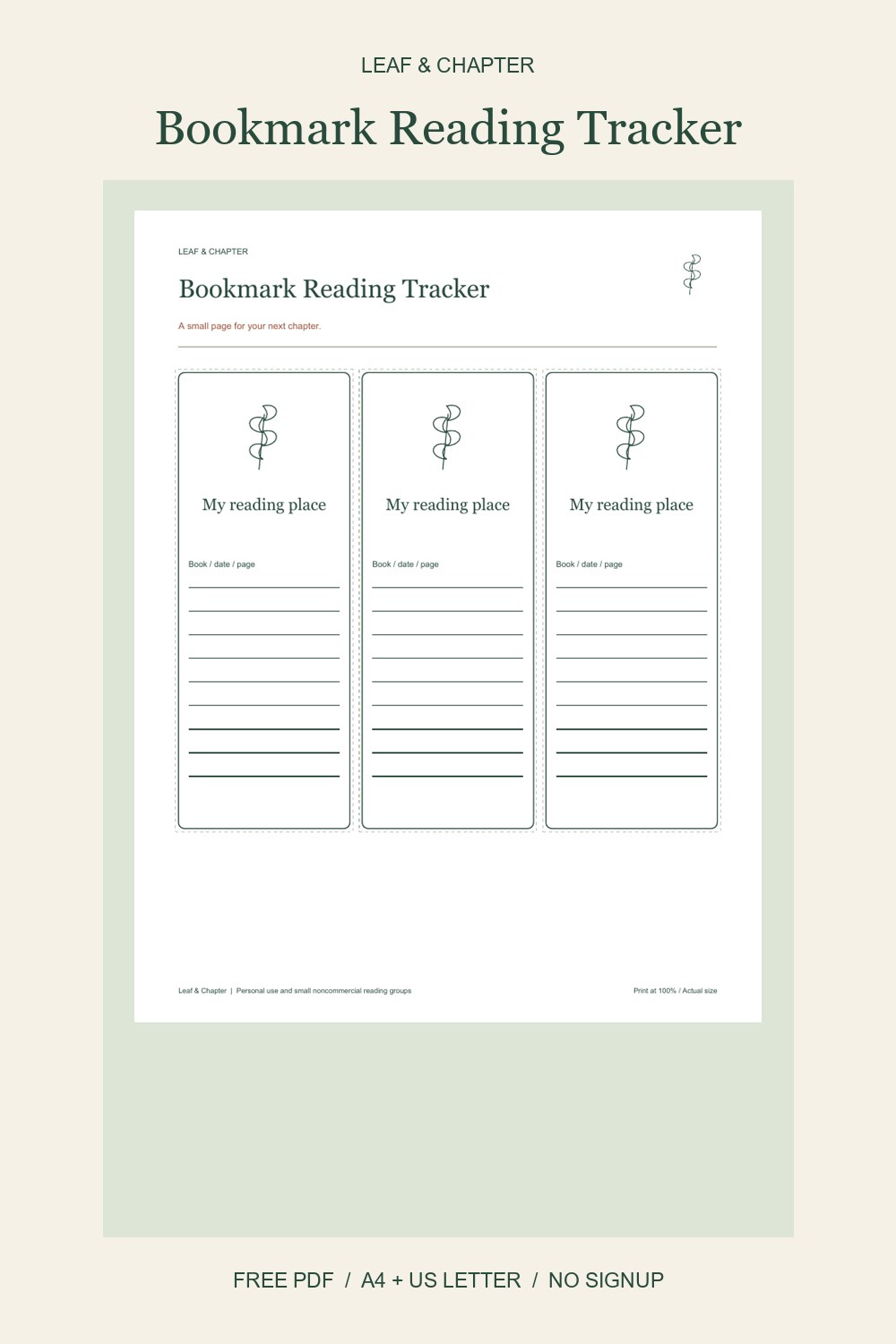 Pinterest image for Bookmark Reading Tracker