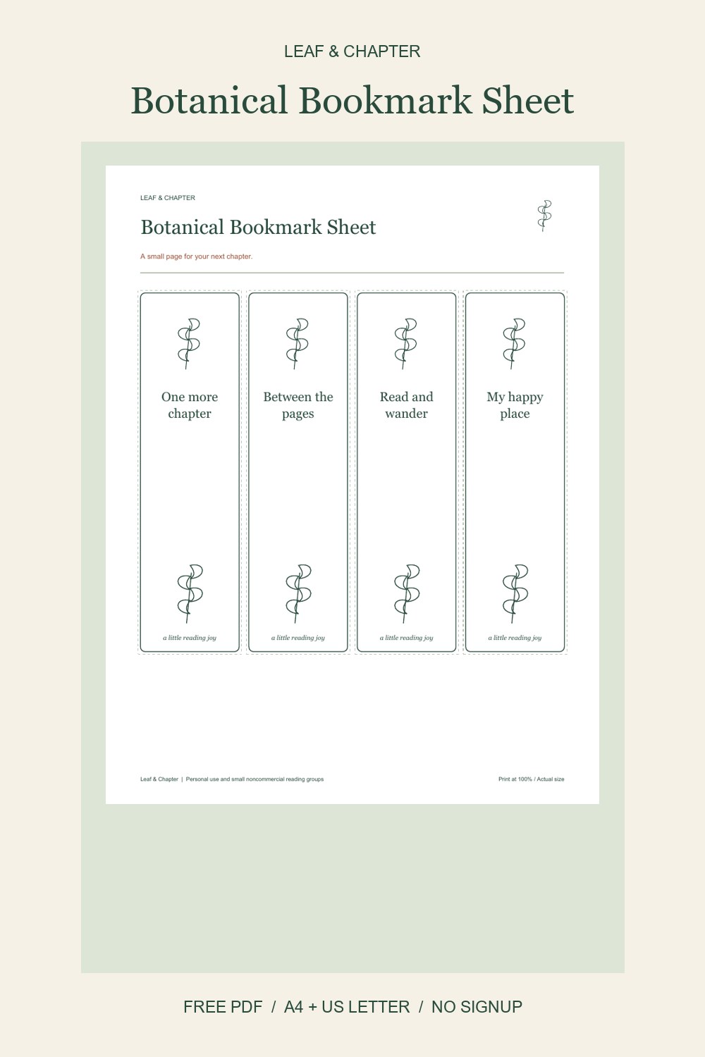 Pinterest image for Botanical Bookmark Sheet