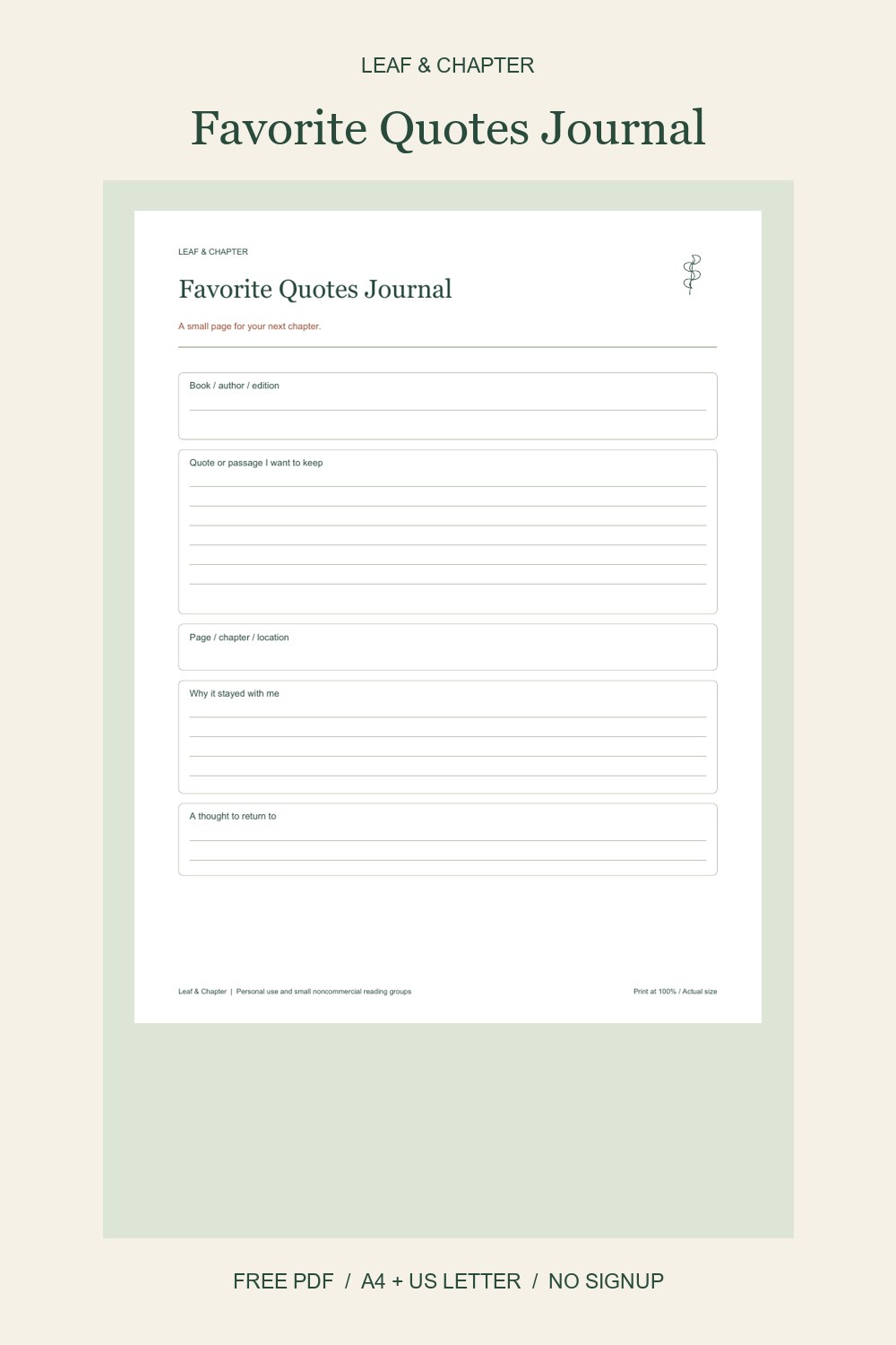 Pinterest image for Free Favorite Quotes Journal