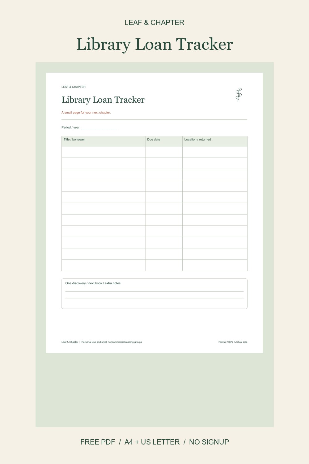 Pinterest image for Free Library Loan Tracker
