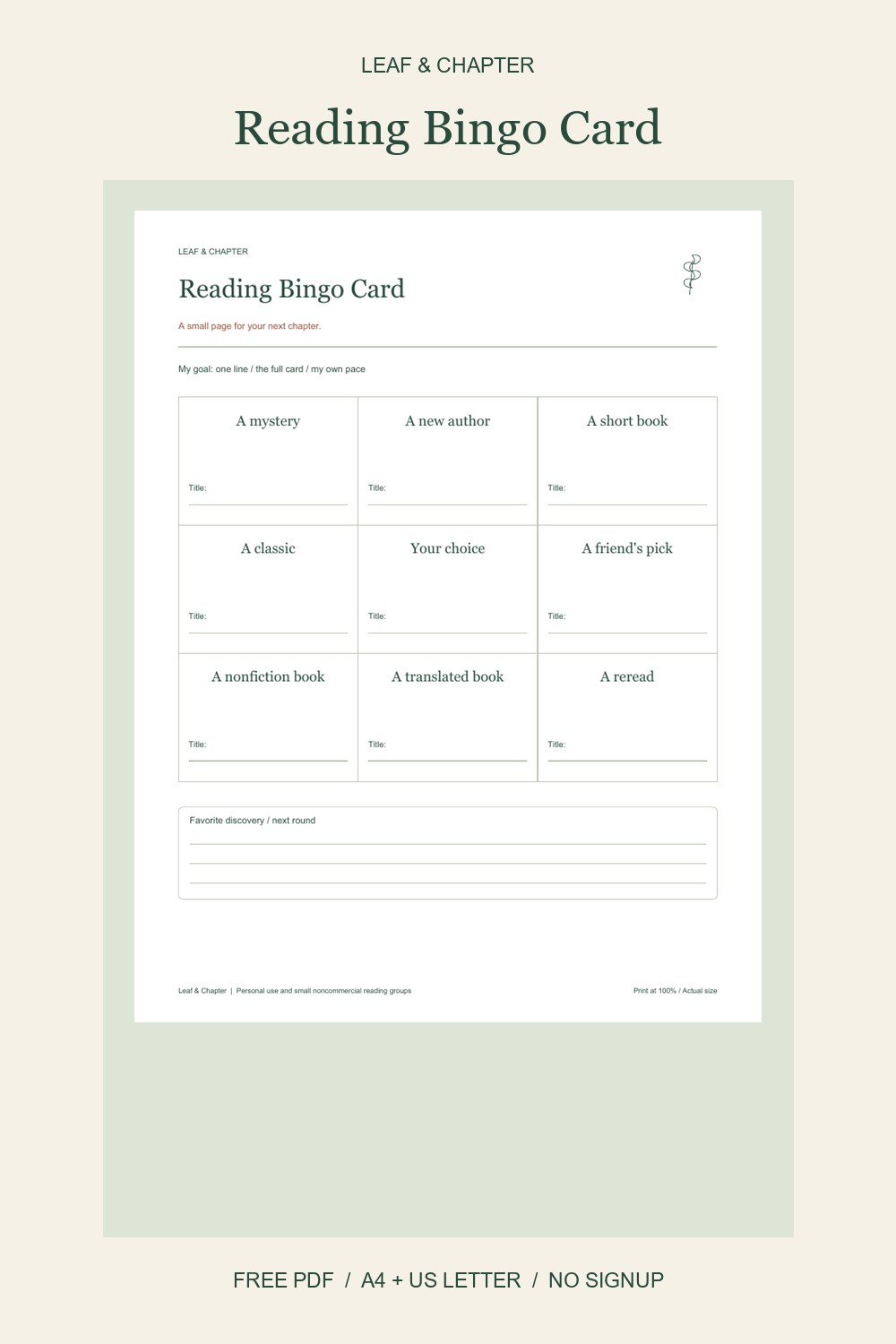 Pinterest image for Reading Bingo Card
