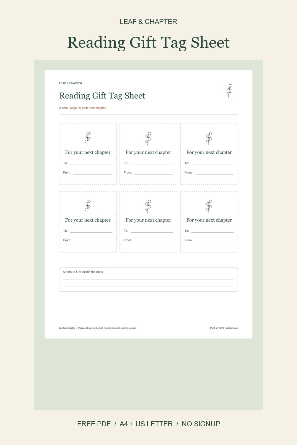 Pinterest image for Reading Gift Tag Sheet