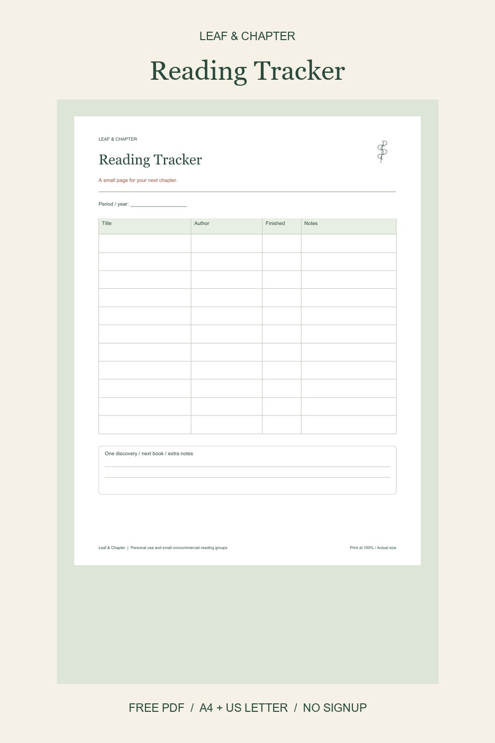 Pinterest image for Free Reading Tracker