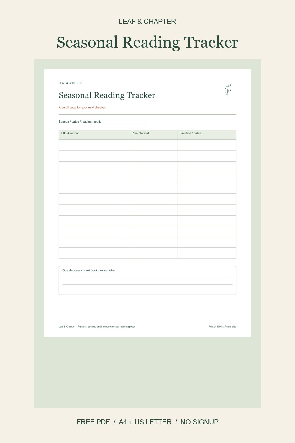 Pinterest image for Seasonal Reading Tracker