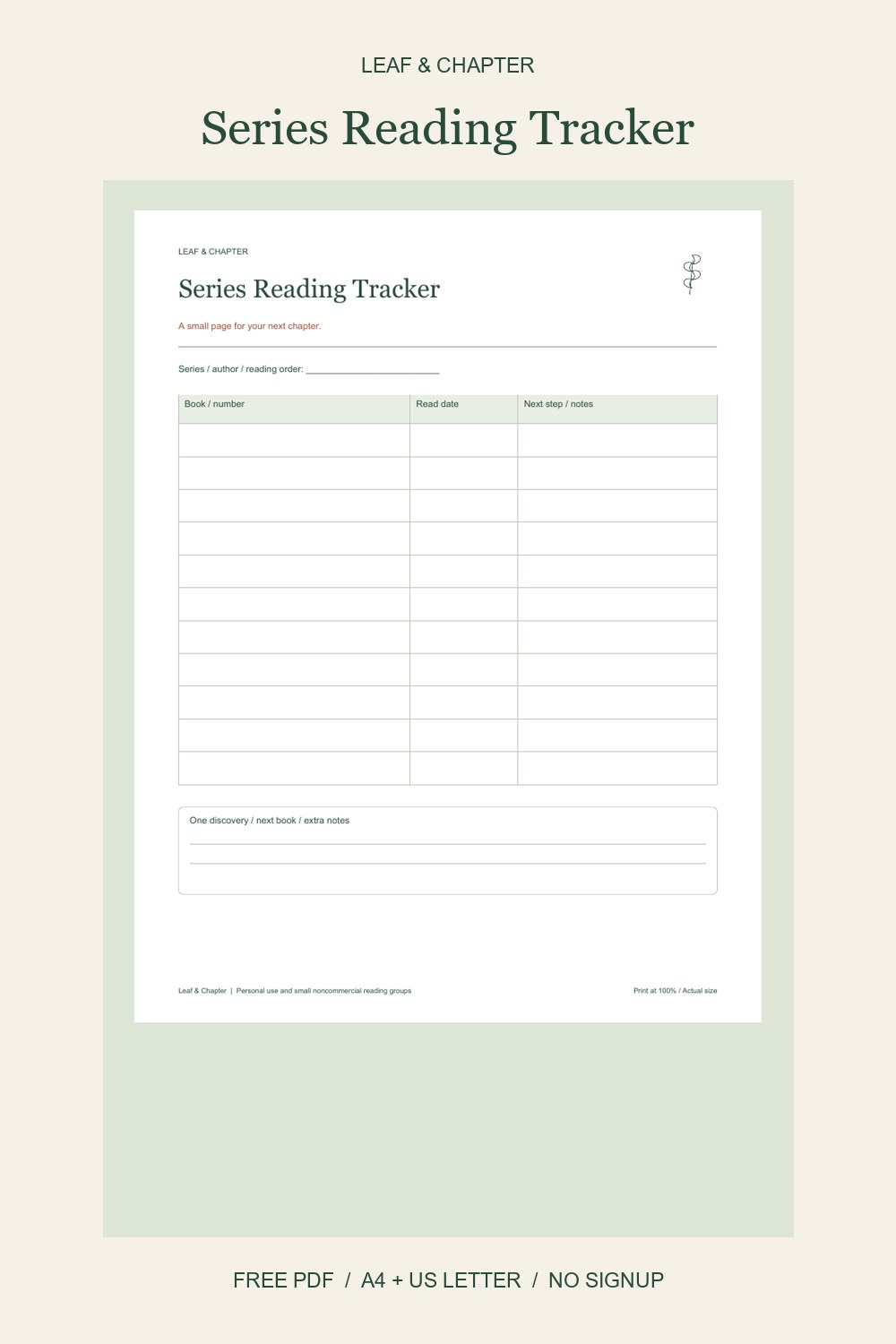 Pinterest image for Free Series Reading Tracker