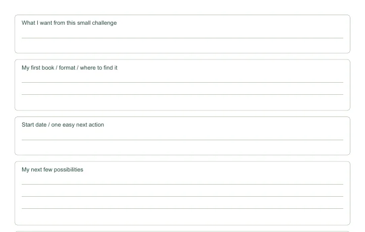 Closer view of the writing fields in Beginner Reading Challenge