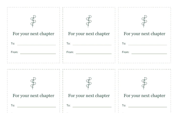 Closer view of the writing fields in Reading Gift Tag Sheet
