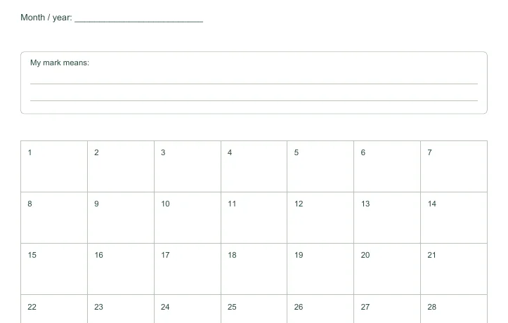 Closer view of the writing fields in Reading Habit Tracker